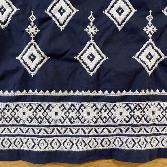 Women's Athleta Size S Navy White Embroidered Coverup Dress Long Sleeve - Picture 3 of 9